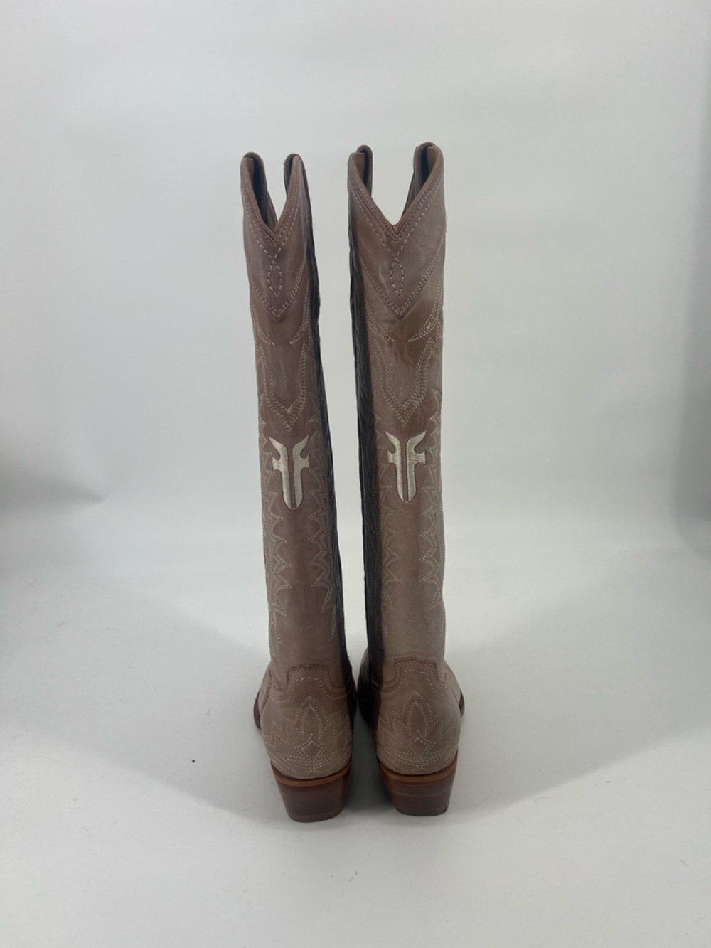 Frye Sacha Feather Deco Women's Tall Suede Western Cowboy Boot - Taupe/Brown 10 - Picture 9 of 16